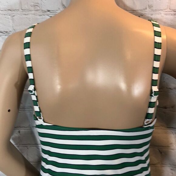 Green & White Striped Swimsuit Built In Bra See Measurements - Picture 11 of 15